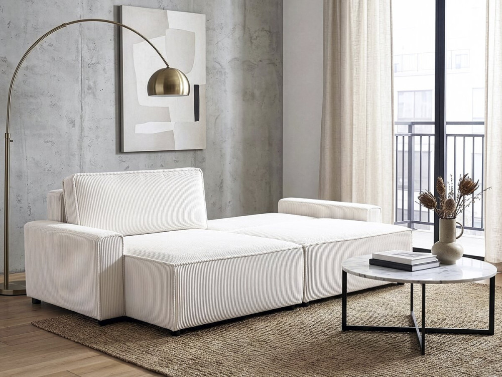 Montaigne convertible and reversible corduroy corner sofa - 3 seats - Beige