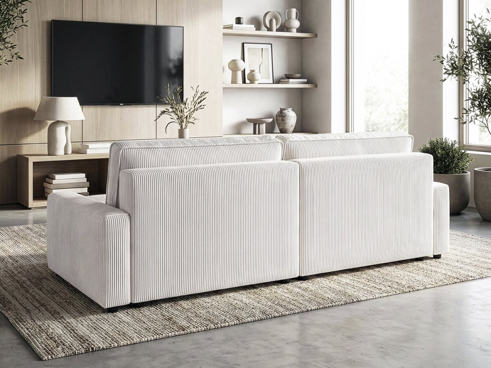 Montaigne convertible and reversible corduroy corner sofa - 3 seats - Beige