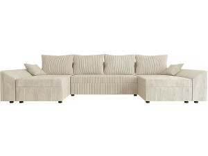 "Vaugirard" Panoramic Corduroy Sofa - 5-Seater - Beige