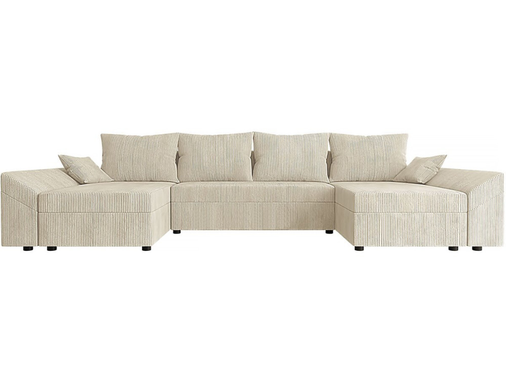 "Vaugirard" Panoramic Corduroy Sofa - 5-Seater - Beige