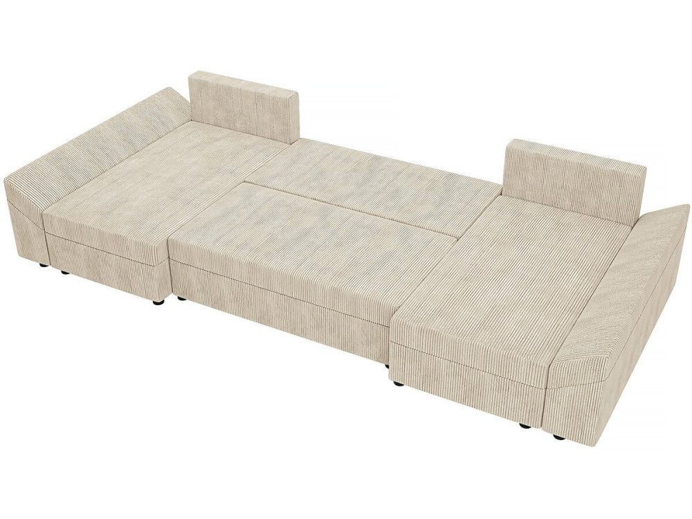 "Vaugirard" Panoramic Corduroy Sofa - 5-Seater - Beige