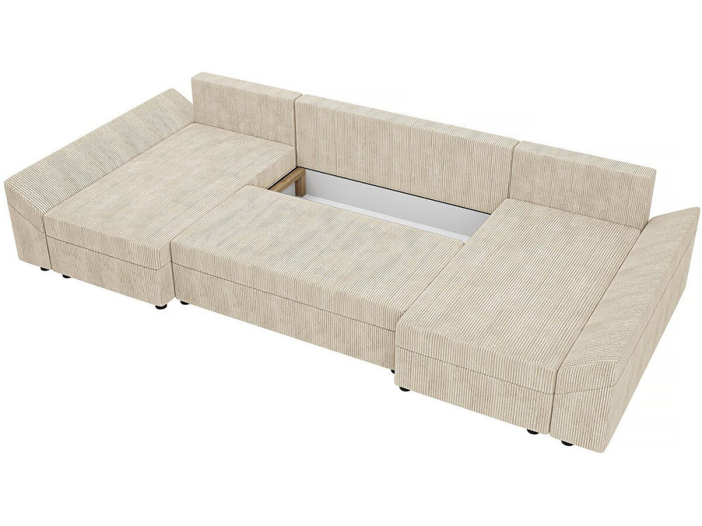 "Vaugirard" Panoramic Corduroy Sofa - 5-Seater - Beige