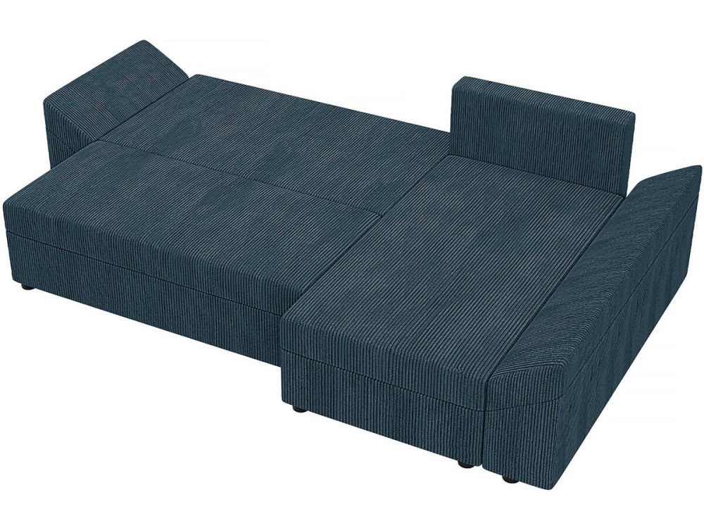 Vaugirard convertible corner sofa with storage in corduroy - 3 seats - Blue