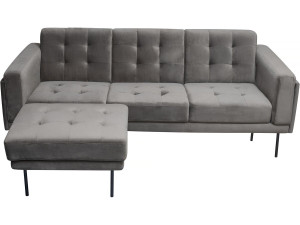 Noé reversible velvet corner sofa - 3 seats - Grey