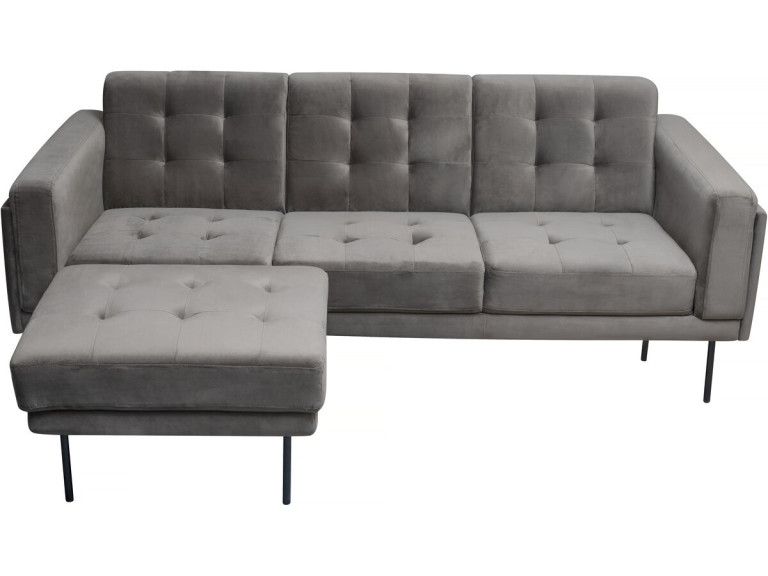 Noé reversible velvet corner sofa - 3 seats - Grey