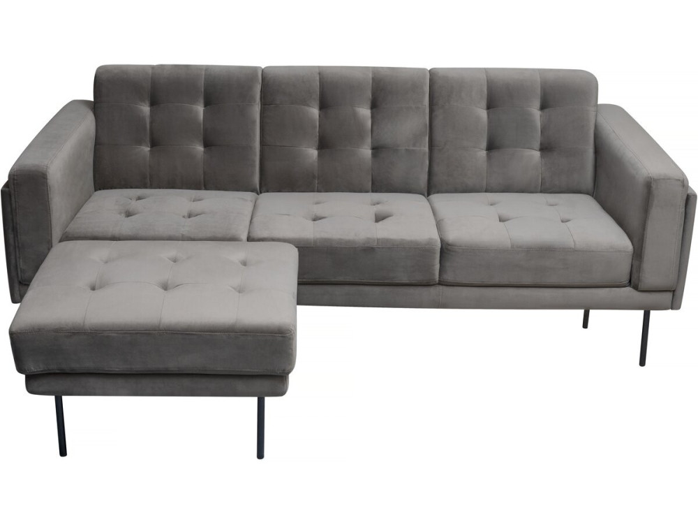 Noé reversible velvet corner sofa - 3 seats - Grey