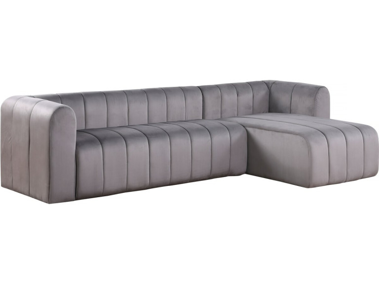 “Victor Hugo” velvet corner sofa - 3 seater - Grey