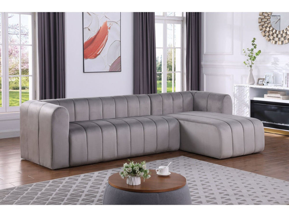 “Victor Hugo” velvet corner sofa - 3 seater - Grey