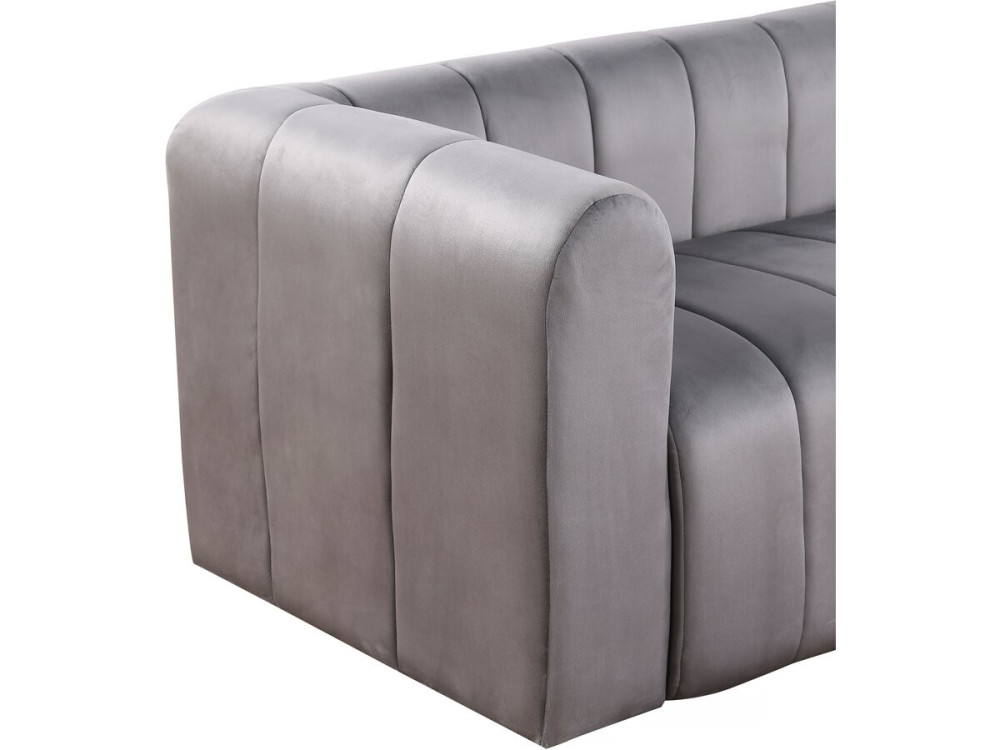 “Victor Hugo” velvet corner sofa - 3 seater - Grey