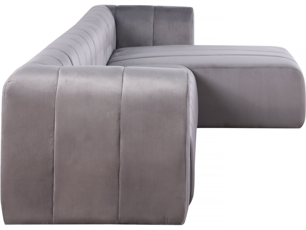 “Victor Hugo” velvet corner sofa - 3 seater - Grey