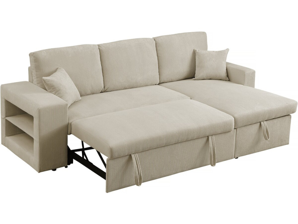 Axel convertible/reversible corduroy corner sofa - 3 seater - Beige