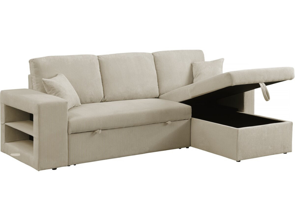 Axel convertible/reversible corduroy corner sofa - 3 seater - Beige