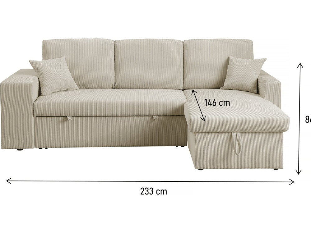 Axel convertible/reversible corduroy corner sofa - 3 seater - Beige