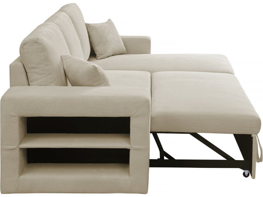 Axel convertible/reversible corduroy corner sofa - 3 seater - Beige
