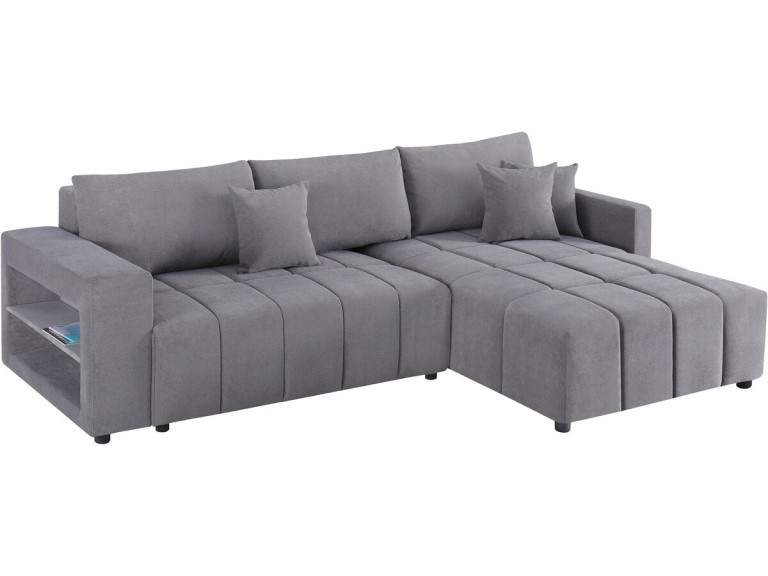 Convertible corner sofa in chenille fabric for 3 people - "Trocadero" - Grey