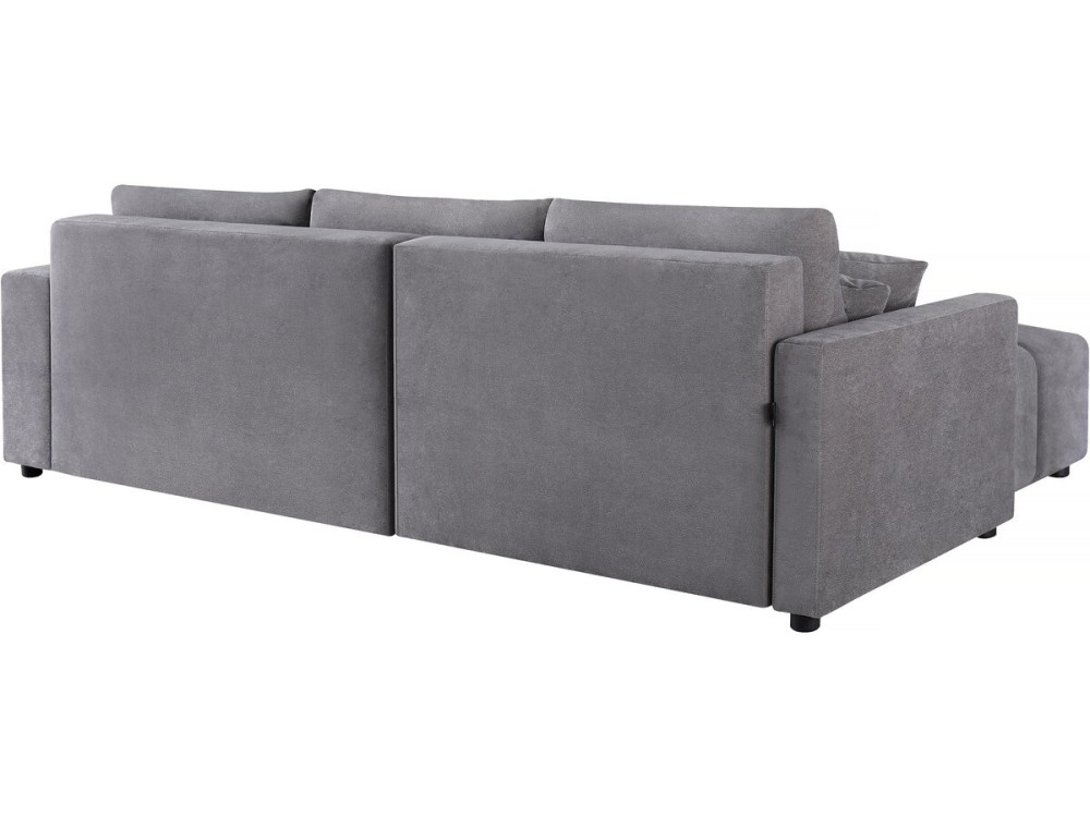 Convertible corner sofa in chenille fabric for 3 people - "Trocadero" - Grey