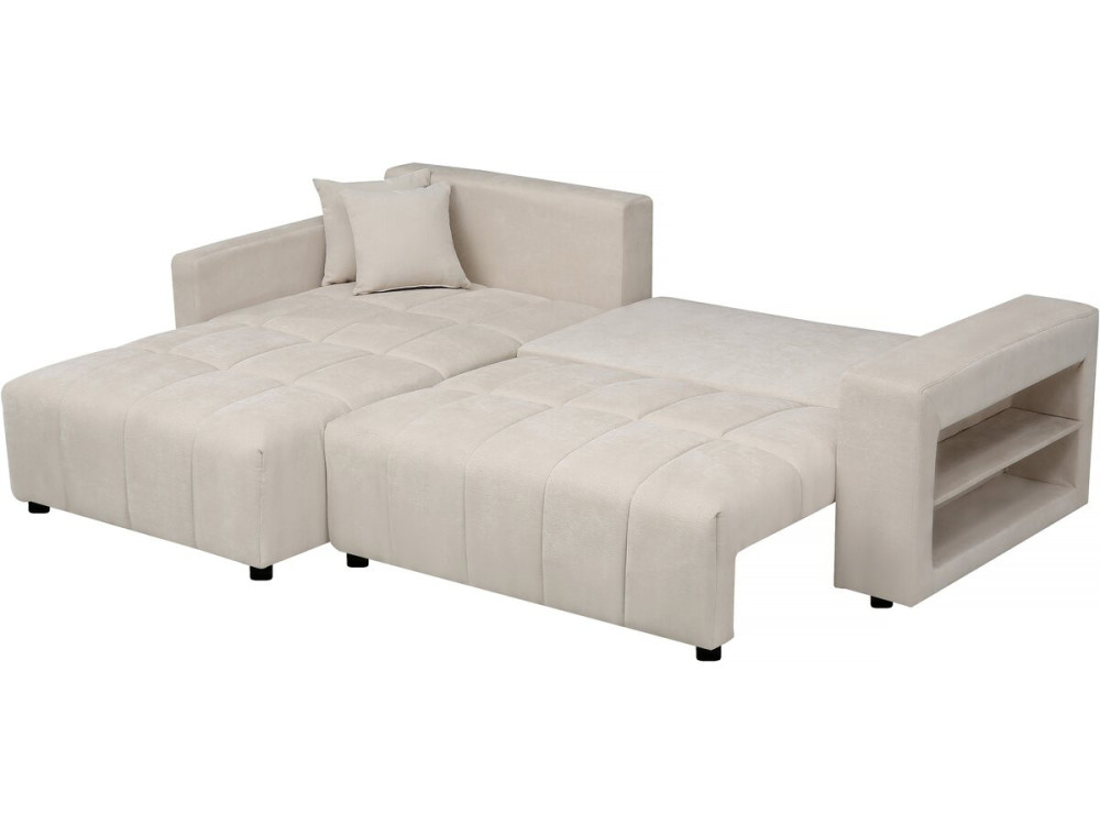 3-seater chenille fabric convertible corner sofa - "Trocadero" - Cream