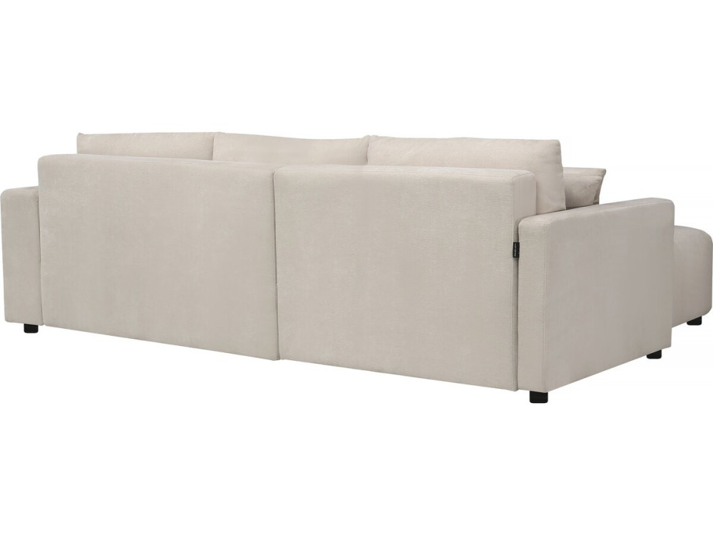 3-seater chenille fabric convertible corner sofa - "Trocadero" - Cream