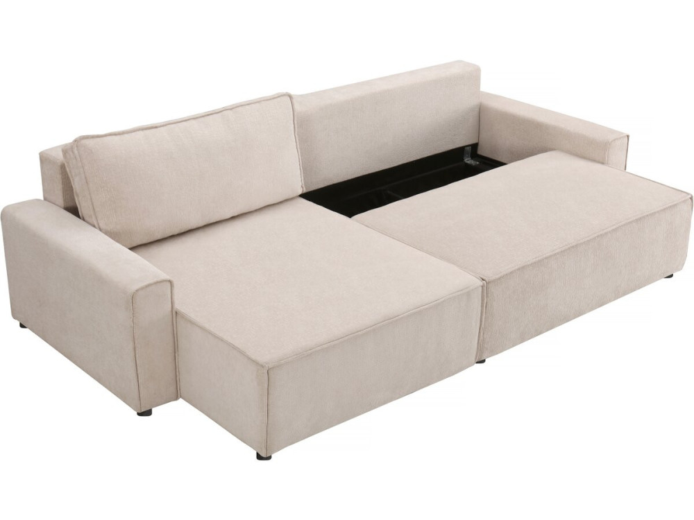 Montaigne" textured fabric corner sofa bed - 4 seater - Beige