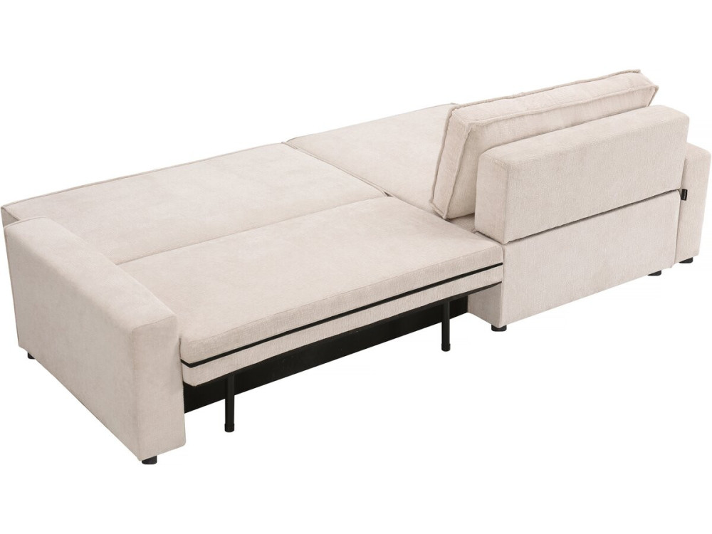 Montaigne" textured fabric corner sofa bed - 4 seater - Beige