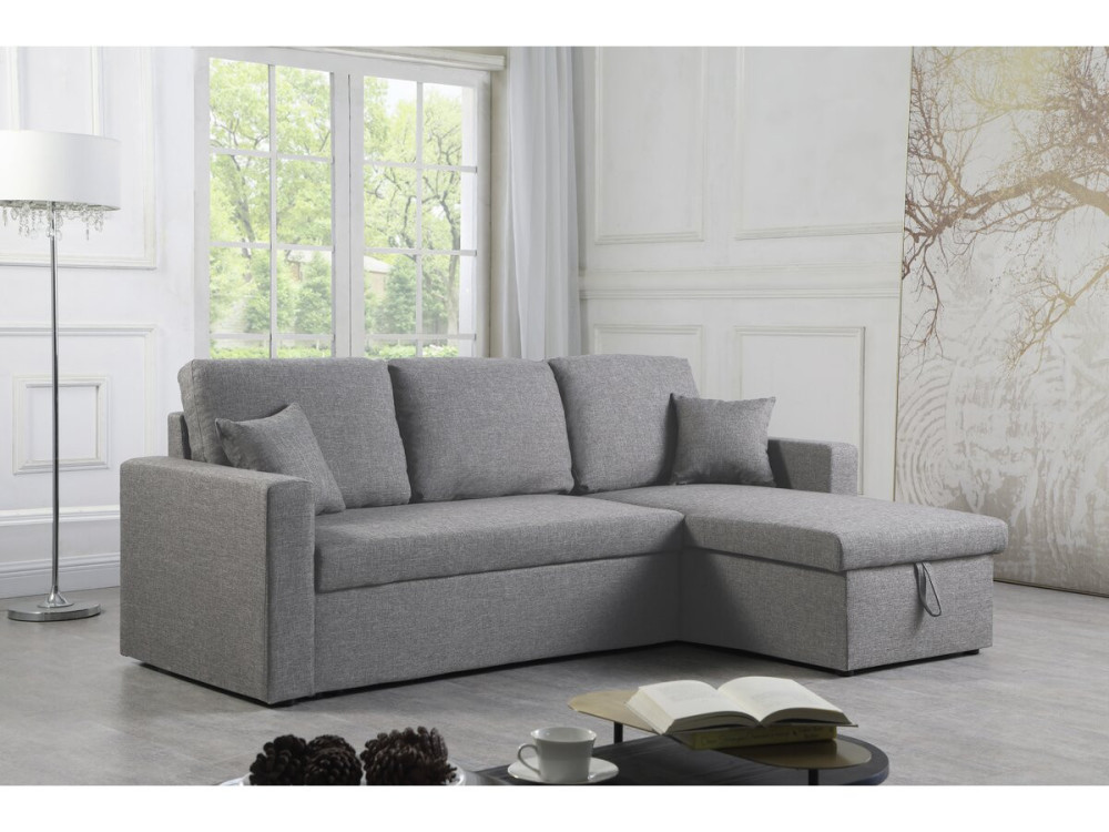 Alain II" corner convertible/reversible sofa with box - 3 seater - Light grey