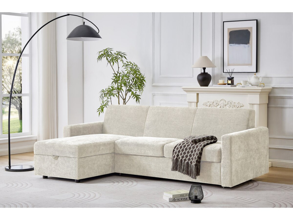 Celia" fabric express reversible convertible corner sofa - 3 seater - Beige