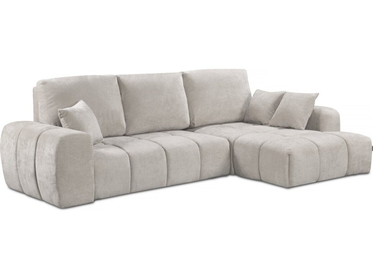 Verneuil" corner sofa bed in chenille fabric - 3 seater - Beige