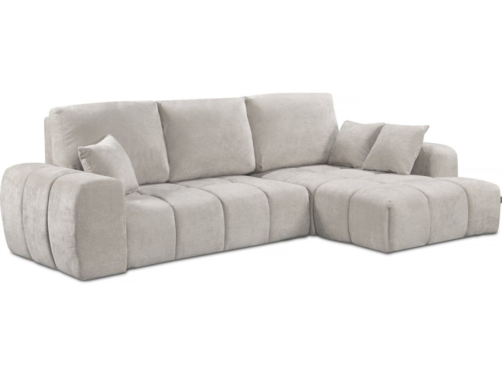 Verneuil" corner sofa bed in chenille fabric - 3 seater - Beige