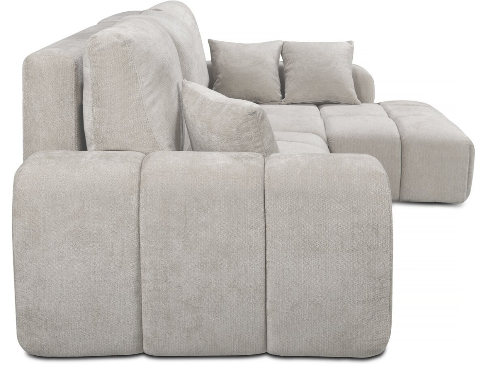 Verneuil" corner sofa bed in chenille fabric - 3 seater - Beige