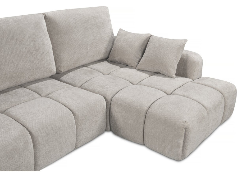 Verneuil" corner sofa bed in chenille fabric - 3 seater - Beige