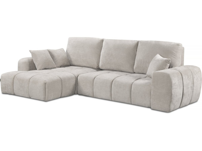 Left corner sofa bed in chenille fabric "Verneuil" - 3 seater - Beige