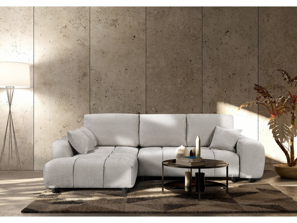 Left corner sofa bed in chenille fabric "Verneuil" - 3 seater - Beige