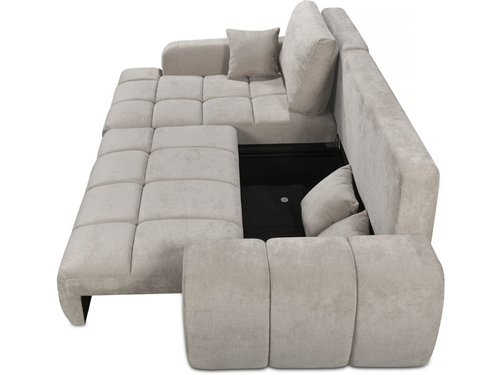 Left corner sofa bed in chenille fabric "Verneuil" - 3 seater - Beige