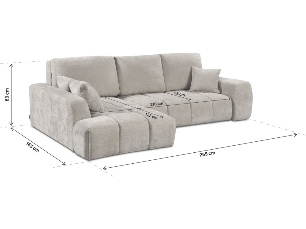 Left corner sofa bed in chenille fabric "Verneuil" - 3 seater - Beige