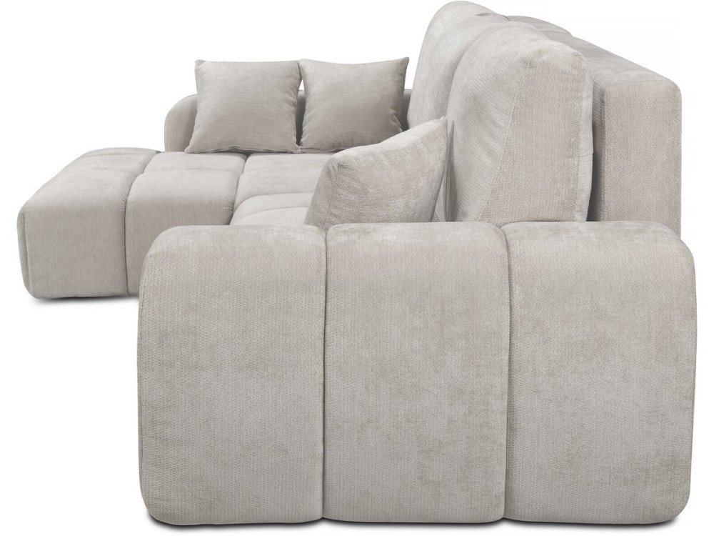 Left corner sofa bed in chenille fabric "Verneuil" - 3 seater - Beige