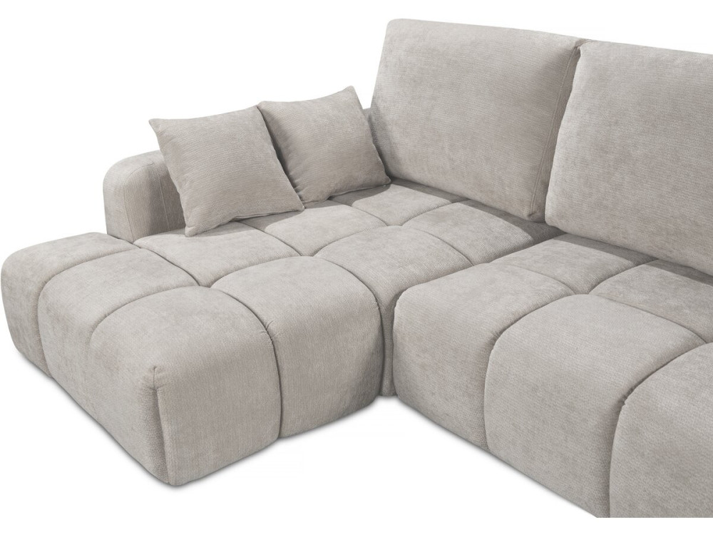 Left corner sofa bed in chenille fabric "Verneuil" - 3 seater - Beige