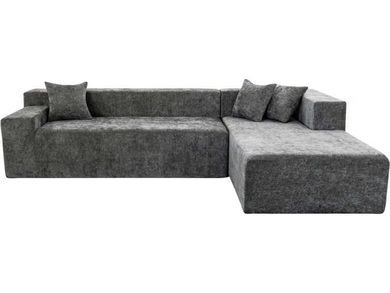 Tessaro" textured fabric corner sofa - 4 seater - Grey