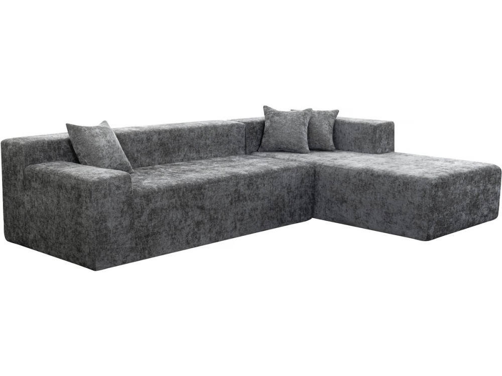 Tessaro" textured fabric corner sofa - 4 seater - Grey