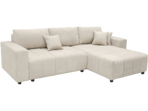 George" 4-seater bubble fabric corner sofa bed - Beige