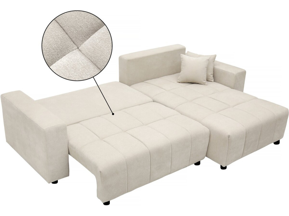 George" 4-seater bubble fabric corner sofa bed - Beige