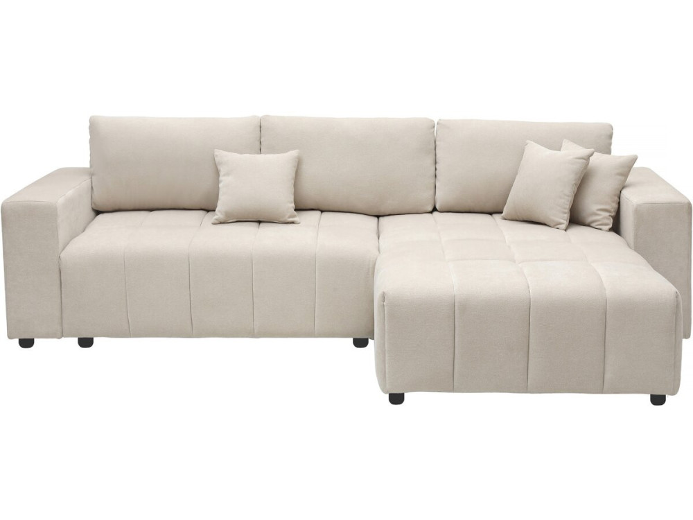 George" 4-seater bubble fabric corner sofa bed - Beige