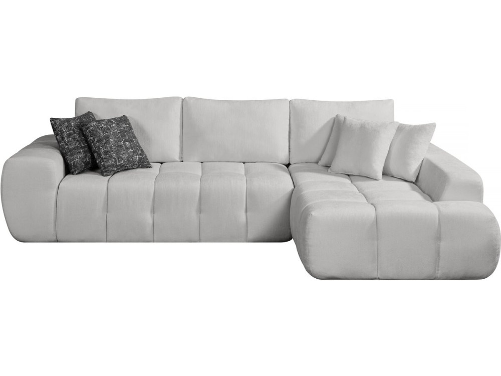 Sidonie" bubble fabric right corner sofa - 4 seater - Grey