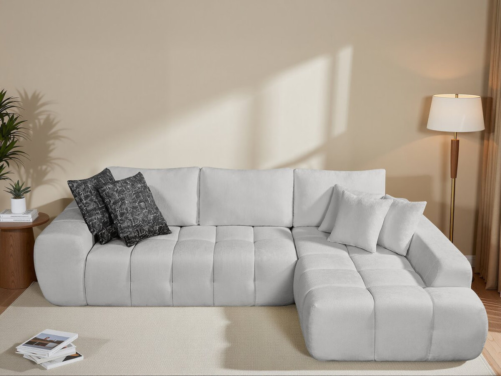 Sidonie" bubble fabric right corner sofa - 4 seater - Grey