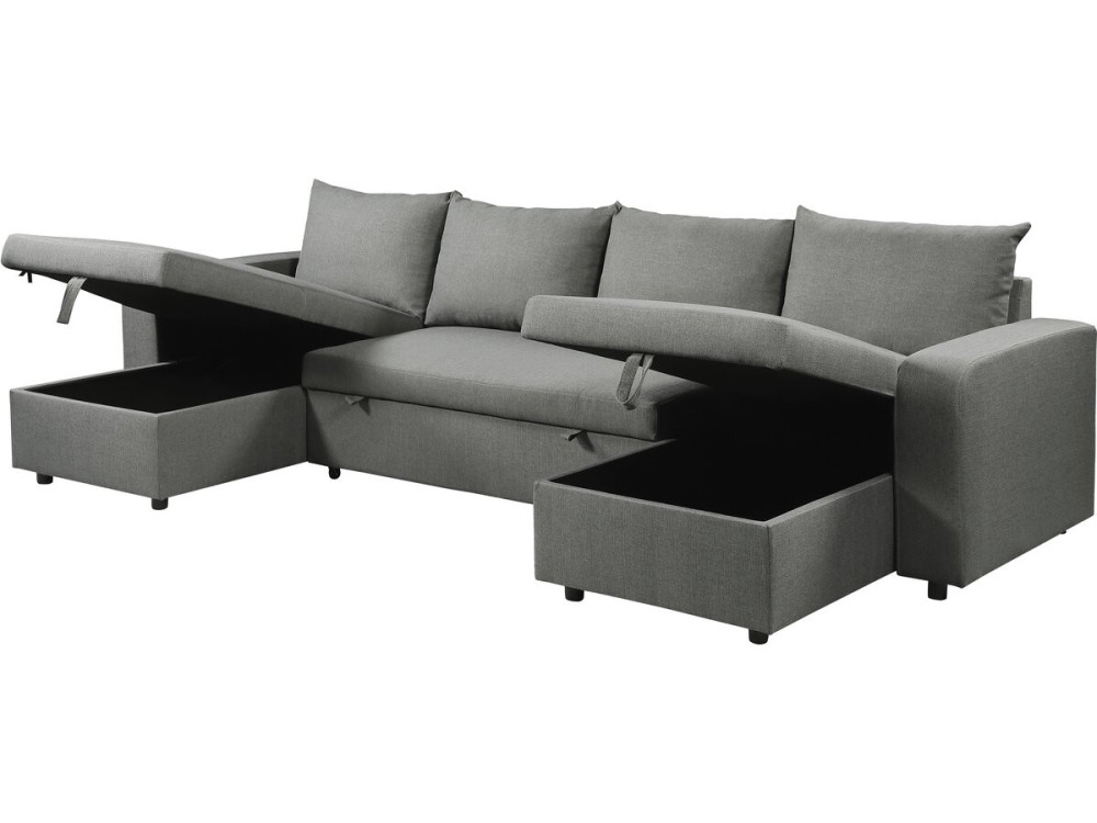 Victor" panoramic fabric corner sofa bed - 4 seater - Grey