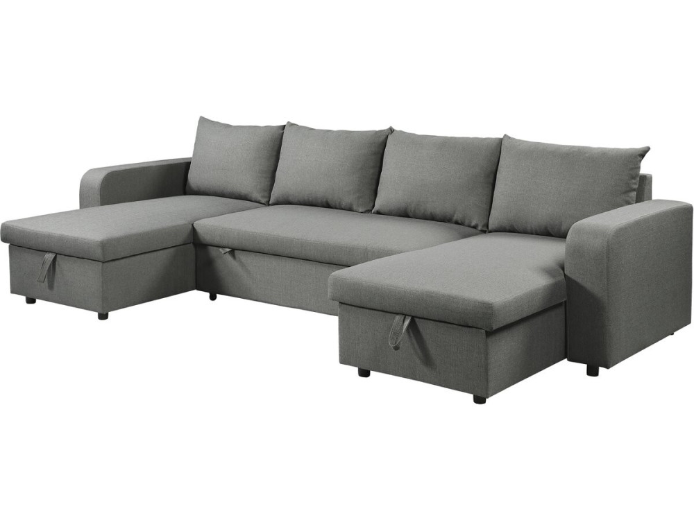 Victor" panoramic fabric corner sofa bed - 4 seater - Grey