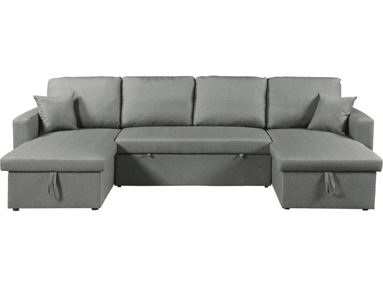 Alain" panoramic fabric corner sofa bed - 4 seater - Grey