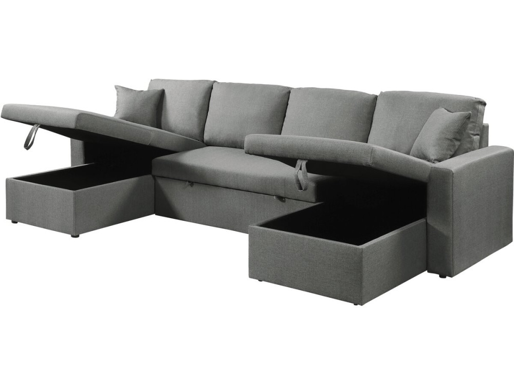 Alain" panoramic fabric corner sofa bed - 4 seater - Grey
