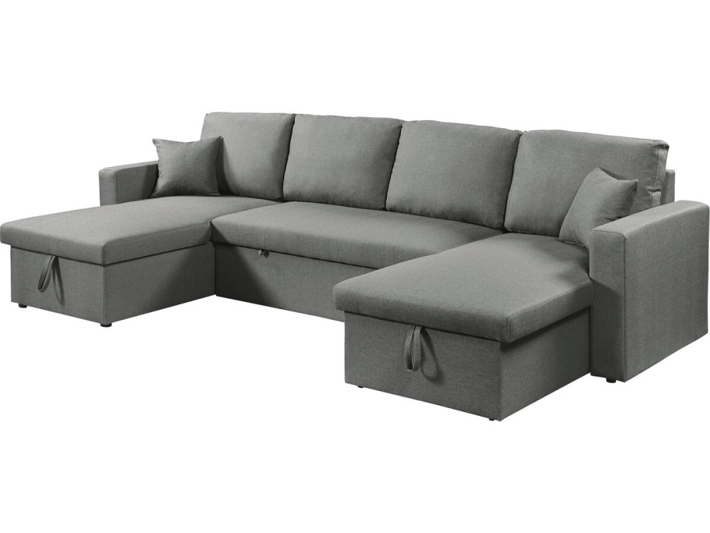Alain" panoramic fabric corner sofa bed - 4 seater - Grey