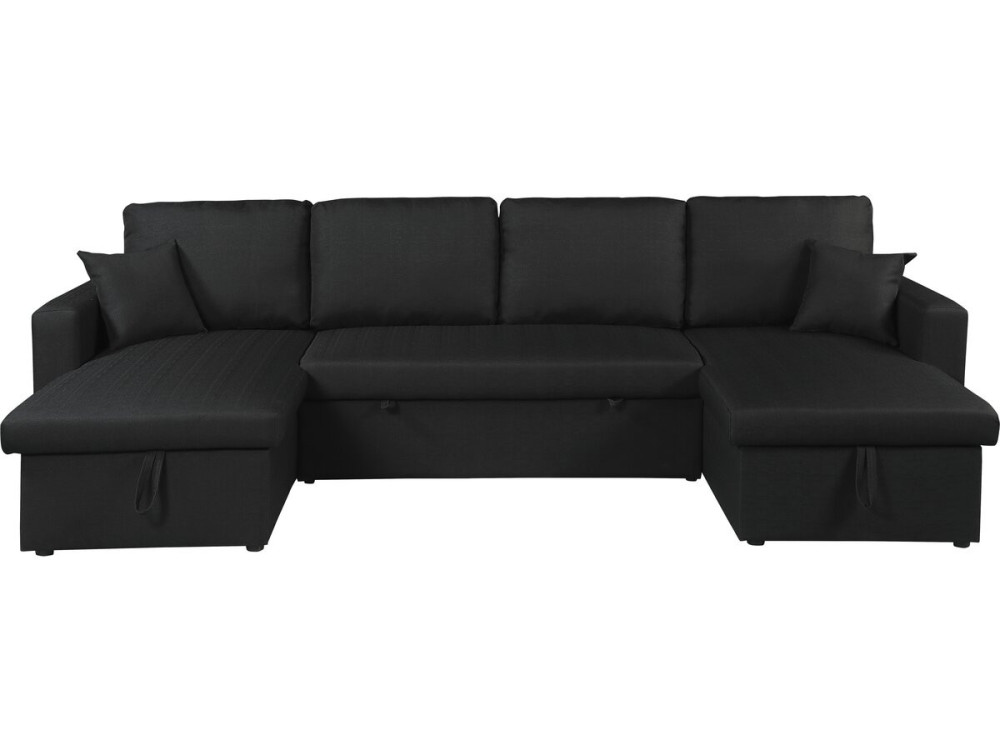Alain" panoramic fabric corner sofa bed - 4 seater - Black
