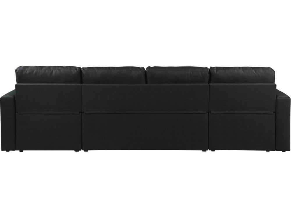 Alain" panoramic fabric corner sofa bed - 4 seater - Black